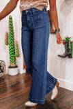 Jean taille haute à jambes larges et poches bleu marine