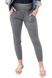Legging gris à taille haute avec poches plissées