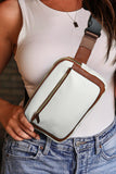 Mini sac à bandoulière en cuir PU blanc à bandoulière réglable