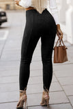 Legging skinny taille haute en faux suède noir