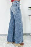 Jean taille haute à jambe large et coutures centrales bleu crépuscule