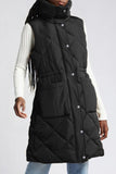 Gilet matelassé long noir à col montant