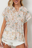 Haut à col mandarin à imprimé floral multicolore