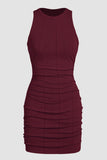 Robe moulante sans manches à fronces Dahlia rouge