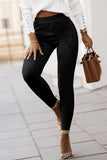 Legging skinny taille haute en faux suède noir