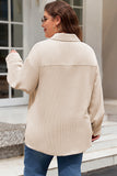 Veste-chemise boutonnée grande taille à poches à rabat texturées en flocons d'avoine