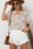 Haut à col mandarin à imprimé floral multicolore