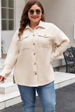 Veste-chemise boutonnée grande taille à poches à rabat texturées en flocons d'avoine