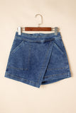 Jupe-short en jean mini à effet drapé bleu Ashleigh