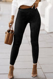 Legging skinny taille haute en faux suède noir