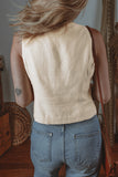 Gilet blanc slim fit à col en V boutonné