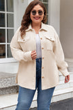 Veste-chemise boutonnée grande taille à poches à rabat texturées en flocons d'avoine