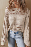 Pull court en maille torsadée ajourée gris fumé