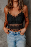 Haut court brassière en dentelle noire