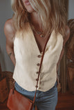 Gilet blanc slim fit à col en V boutonné