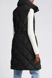 Gilet matelassé long noir à col montant