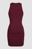 Robe moulante sans manches à fronces Dahlia rouge
