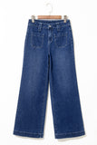 Jean taille haute à jambes larges et poches bleu marine