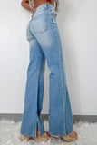 Jean droit taille haute à fente Myosotis