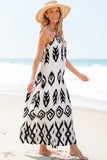Robe d'été de vacances à imprimé aztèque noir de style occidental