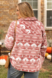 Veste-chemise rose grande taille à imprimé aztèque avec poche poitrine