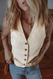 Gilet blanc slim fit à col en V boutonné
