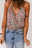 Haut court à imprimé floral et col en V multicolore