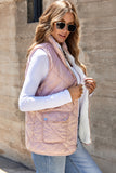 Gilet matelassé doublé en polaire rose