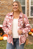 Veste-chemise rose grande taille à imprimé aztèque avec poche poitrine