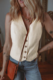 Gilet blanc slim fit à col en V boutonné